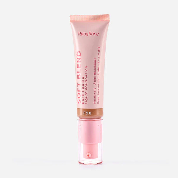 Base de Maquillaje Ruby Rose Soft Blend | Tono F90 | Acabado Mate y Alta Cobertura | 25 ml