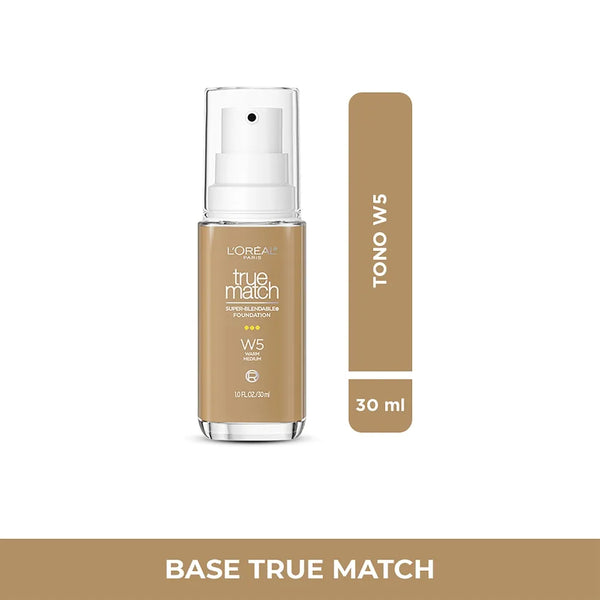 Base de Maquillaje L'Oréal True Match | Tono W5 | Acabado Natural e Hidratante | 30 ml 1