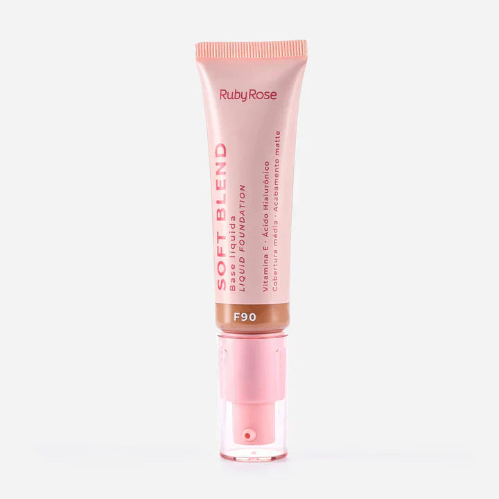 Base de Maquillaje Ruby Rose Soft Blend | Tono F90 | Acabado Mate y Alta Cobertura | 25 ml