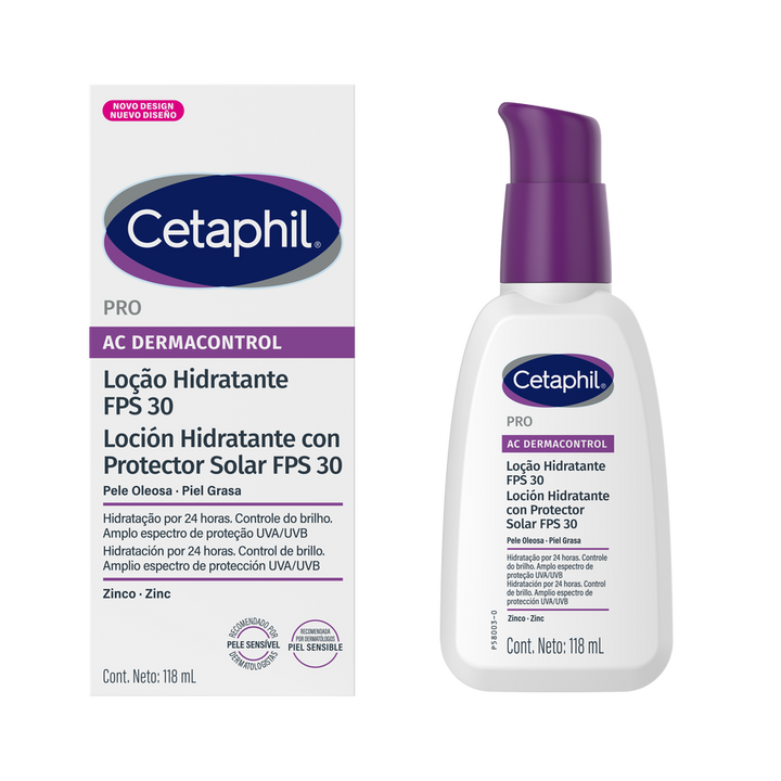 Cetaphil PRO AC Dermacontrol: Loción Hidratante FPS 30 (118 ml)