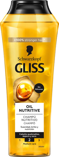 Champú Schwarzkopf Gliss Oil Nutritive | Nutrición para Cabello Quebradizo y Seco | 400 ml
