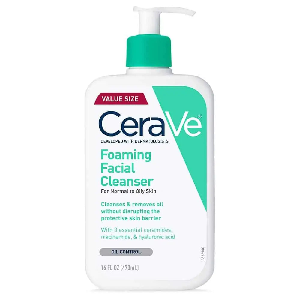 Gel Limpiador Espumoso CeraVe Foaming Facial Cleanser | 473 ml (Tamaño Familiar)