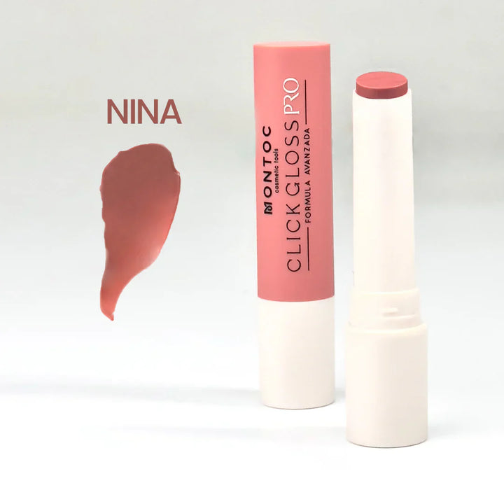 Labial Click Gloss Pro Montoc | Tono Nina | Fórmula Avanzada para un Brillo Impecable