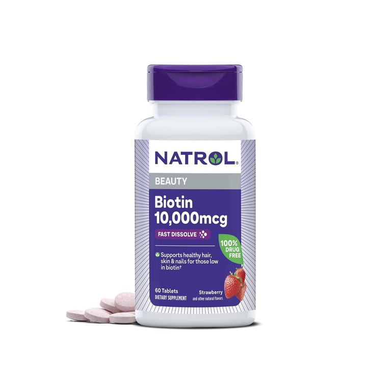 Natrol Biotin 10.000mcg | Suplemento de Biotina de Alta Potencia | Cabello, Piel y Uñas Saludables