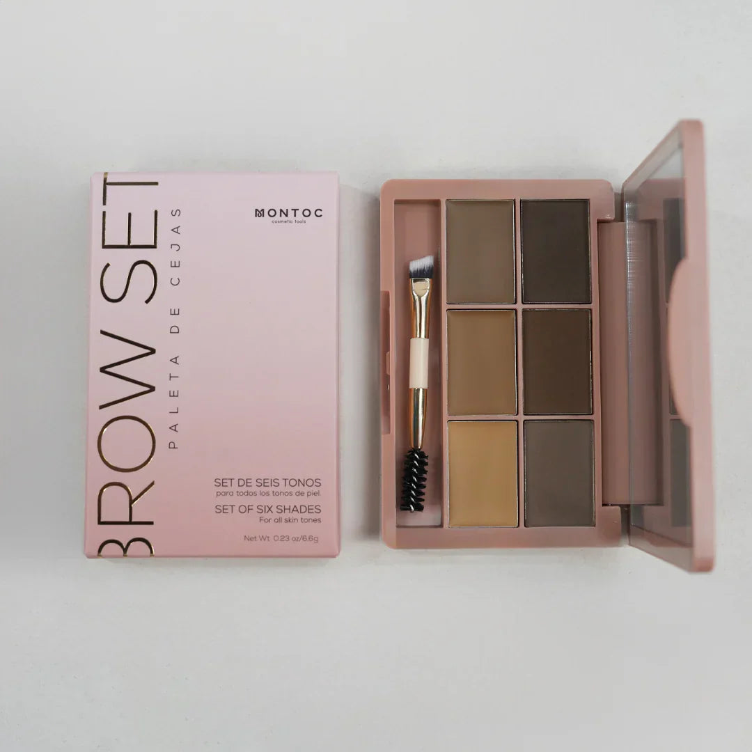 Paleta de Cejas Montoc Brow Set | 6 Tonos Versátiles | Incluye Brocha Profesional