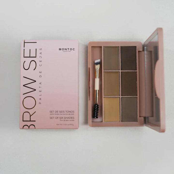 Paleta de Cejas Montoc Brow Set | 6 Tonos Versátiles | Incluye Brocha Profesional