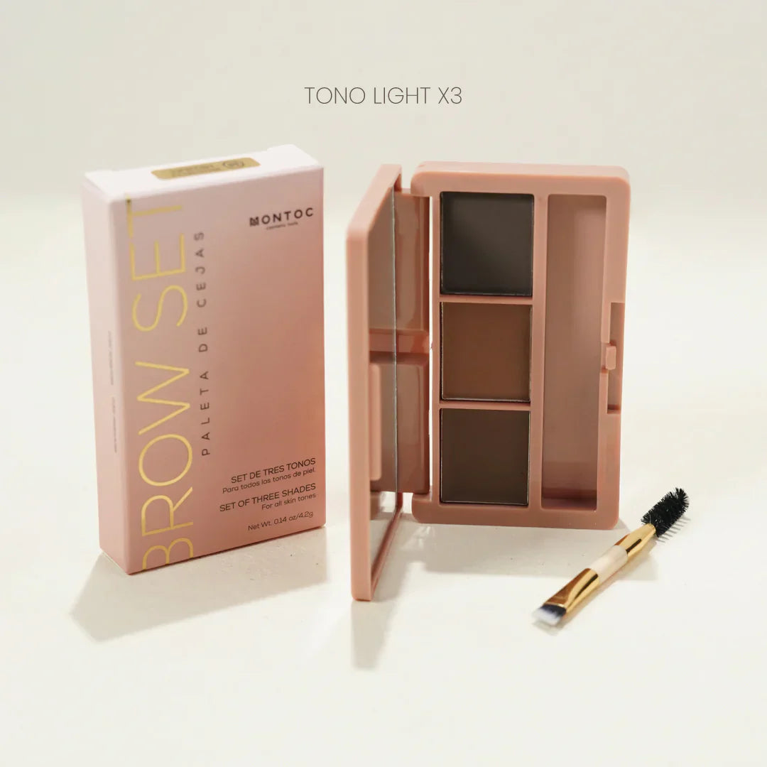 Paleta de Cejas Montoc Brow Set x 3 | Tono Light | Set Profesional de Definición