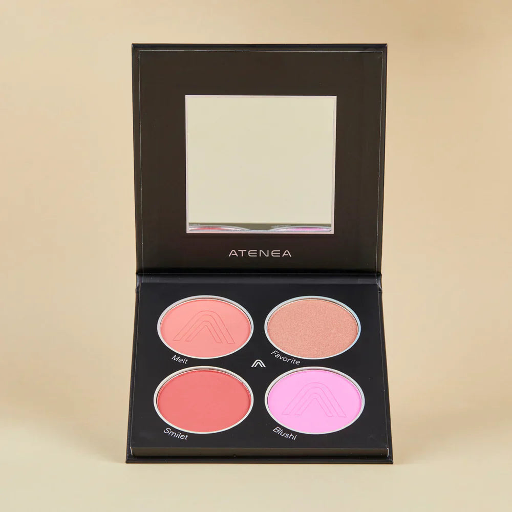 Paleta de Rostro Atenea Glam Black | Blush e Iluminador | Acabado Profesional