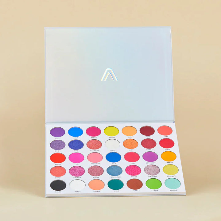 Paleta de Sombras Atenea Hawaii | 35 Tonos Vibrantes | Acabado Profesional de Larga Duración