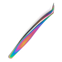 Pinzas de Precisión Cristal Style - Acero Inoxidable Tornasol para Extensiones de Pestañas