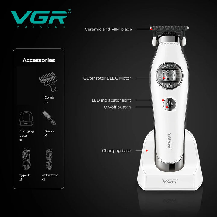 Recortadora de Cabello Profesional VGR Voyager V-880T | Motor BLDC de Rotor Externo