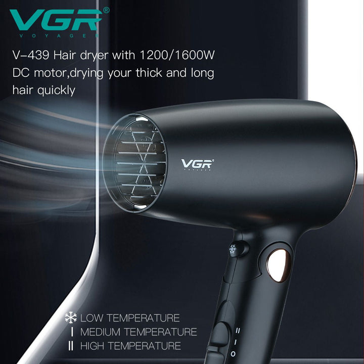 Secador de Cabello Profesional VGR Voyager V-439 | Motor DC Potente 1200W / 1600W