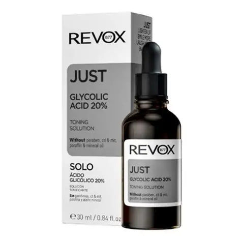 Serum Exfoliante REVOX B77 JUST Ácido Glicólico 20% (30ml) | Solución Tonificante y Renovadora