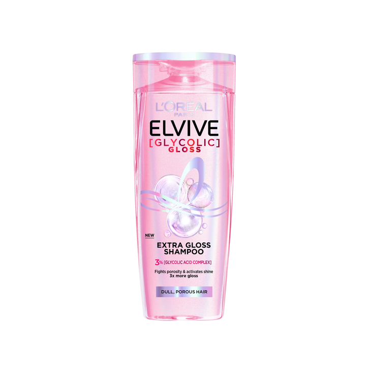 Shampoo L'Oréal Elvive Glycolic Gloss | Extra Brillo para Cabello Opaco (3% Complejo de Ácido Glicólico)