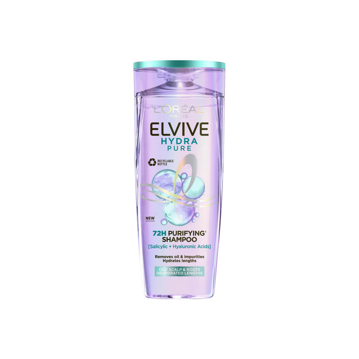 Shampoo L'Oréal Elvive Hydra Pure | Purificante con Ácido Salicílico y Hialurónico | 370ml