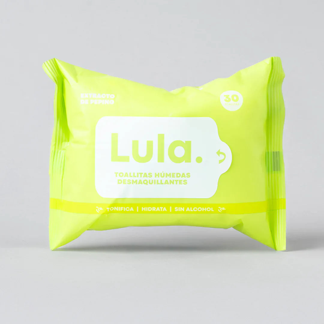 Toallitas Húmedas Desmaquillantes Lula | Extracto de Pepino | Tonifica e Hidrata | Sin Alcohol
